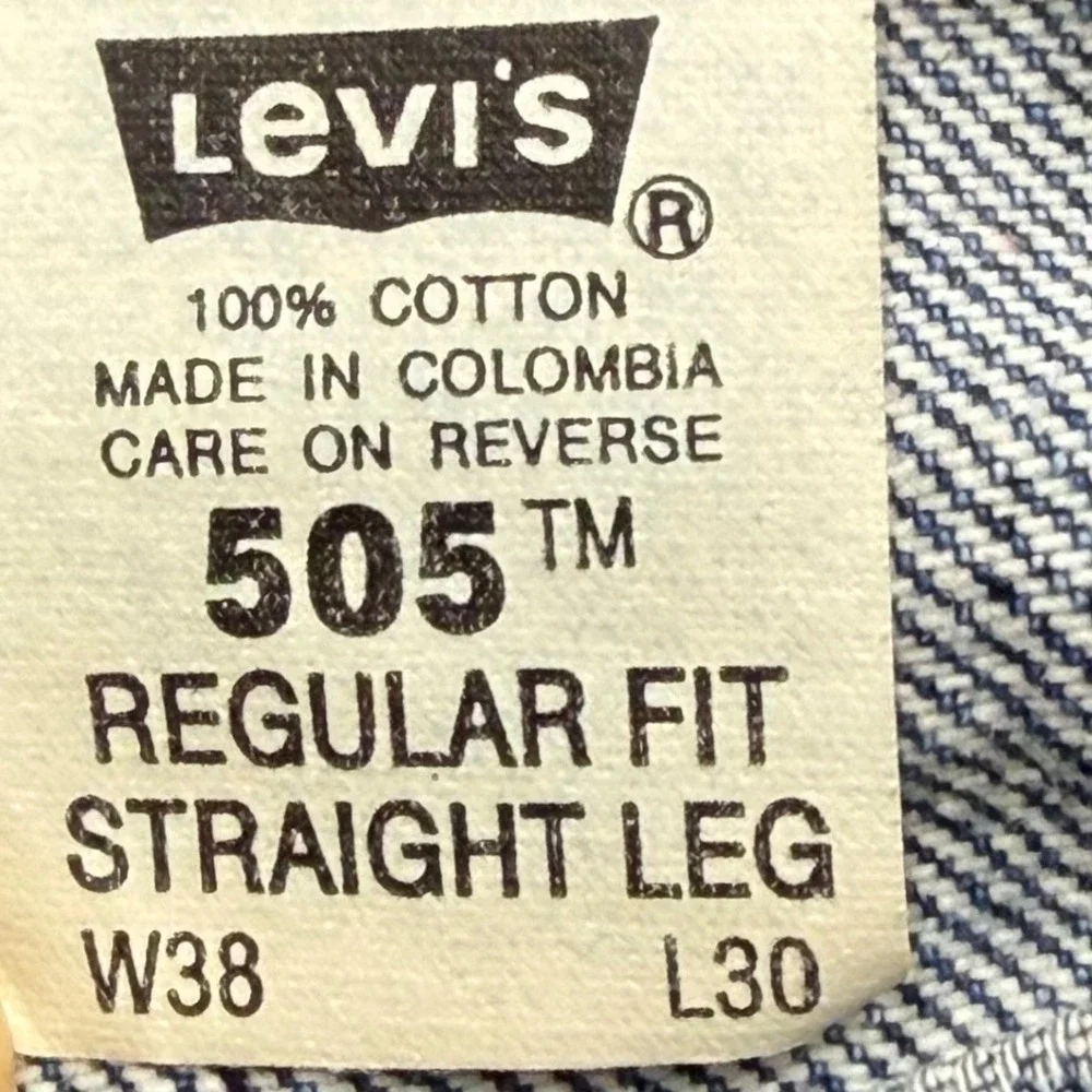 Vintage Levis 505 Jeans Men Tag 38x30‎ Actual 37X31 Blue Orange Tab 1996 NEW